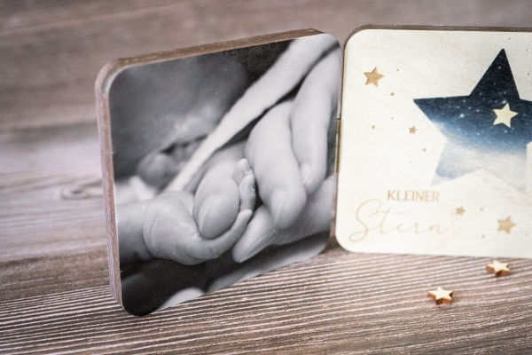 Holzleporello "Stern" als Erinnerungsstück für Sternenkinder -personalisiert-